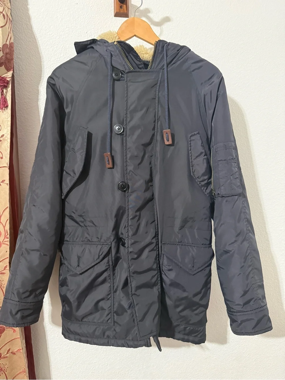 J. Crew jacket Hooded Parka in midnight Navy blue